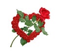 Red rose flower and glitter heart Royalty Free Stock Photo